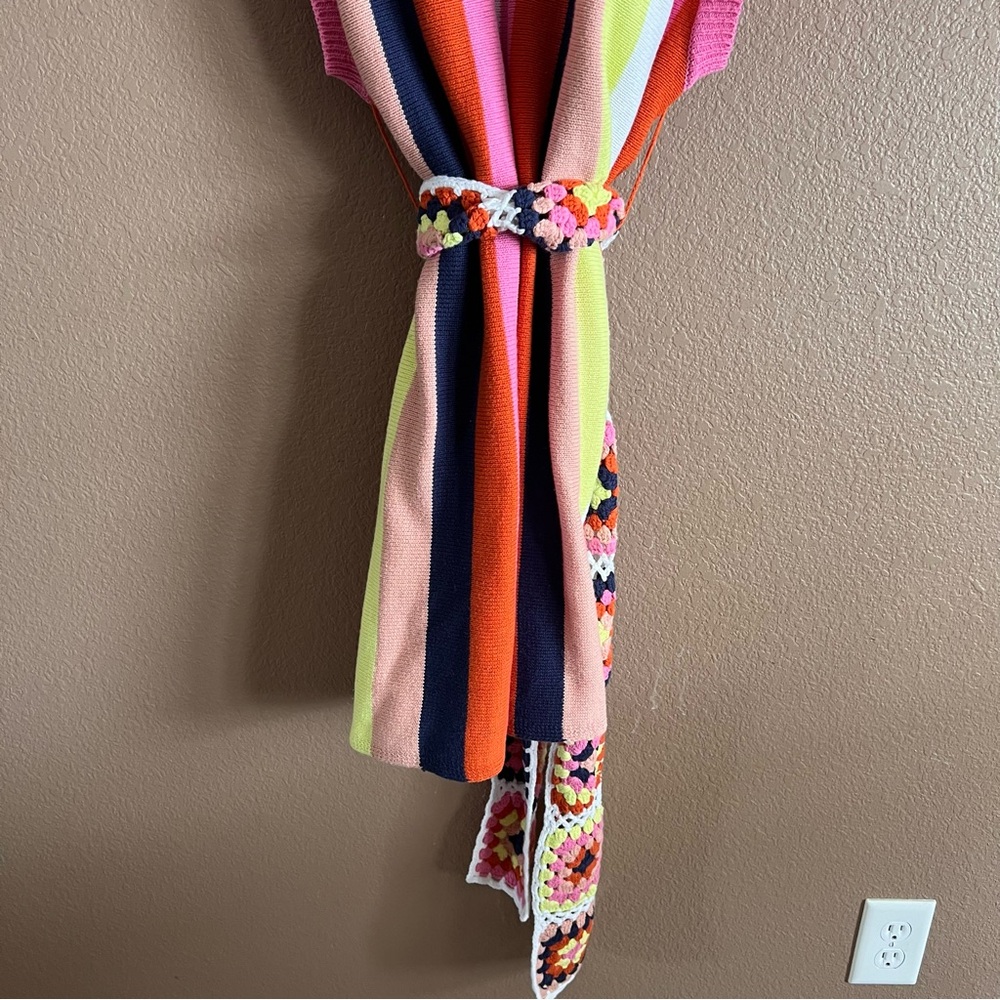 Anthropologie Kimono Colorful Striped Knit Belted Sweater One Size - Picture 10 of 13